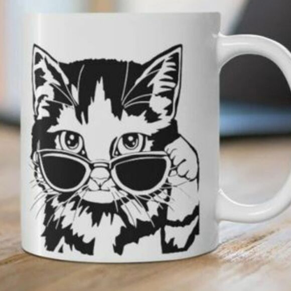 MugsBySandy Other - Coffee Mug, Cool kitty